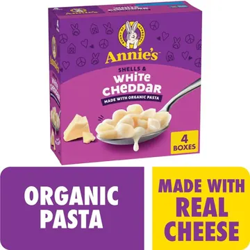 Annie's Shells and White Cheddar Made with Organic Protein Pasta and Real Cheese, 4 Count, 24 oz