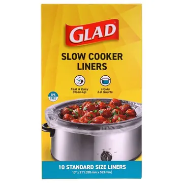 Glad Slow Cooker Liners 10 CT BPA-Free Disposable 13x21 Inch Rectangular