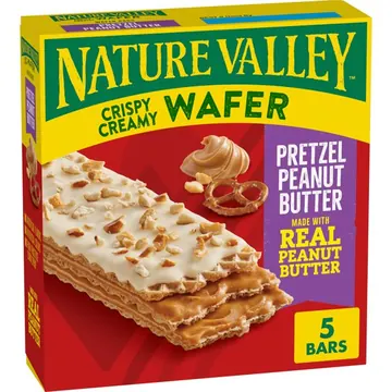 Nature Valley Crispy Creamy Wafer Bars, Pretzel Peanut Butter, 5 Bars, 6.5 oz
