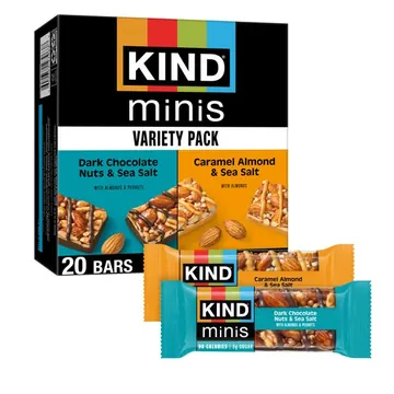 KIND Minis Snack Bars, Variety Pack, Gluten Free, Low Sodium, 3g Sugar, 0.7oz, 20 Count