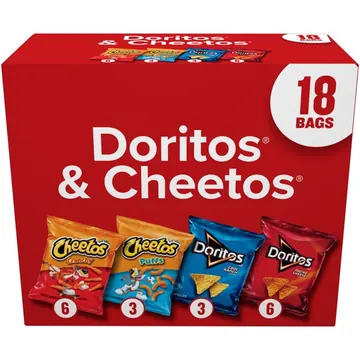Frito Lay Doritos & Cheetos Snack Chips Mix Variety Pack, 18 Pack