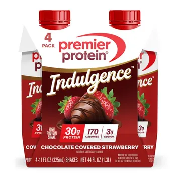 Premier Protein Indulgence Protein Shake, Chocolate Covered Strawberry, 30g Protein, 11 fl oz, 4 Ct