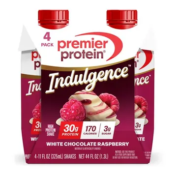 Premier Protein Indulgence Protein Shake, White Chocolate Raspberry, 30g Protein, 11 fl oz, 4 Ct