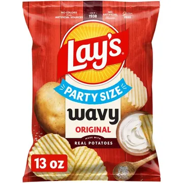 Lay's Wavy Original Potato Chips, Party Size, 13 oz Bag