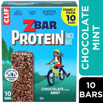 Zbar Protein Chocolate Mint Flavor Snack Bars, Gluten Free Protein Bars, Snacks for Kids, 10 count