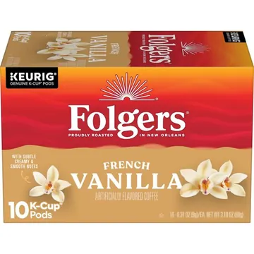 Folgers French Vanilla Artificially Flavored Coffee, Keurig K Cup pods, 10 Count Box