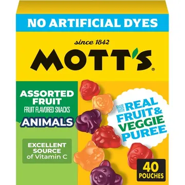 Mott's Assorted Animal Shapes Fruit Flavored Snacks, Made with Real Fruit Puree (40 Pack)