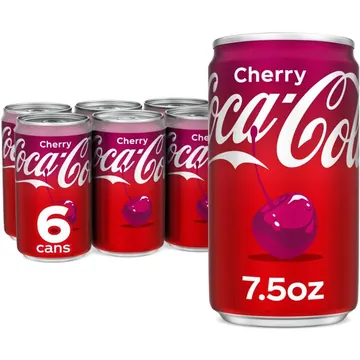 Coca-Cola Cherry Soda Pop Mini Cans, 7.5 fl oz, 6 Pack