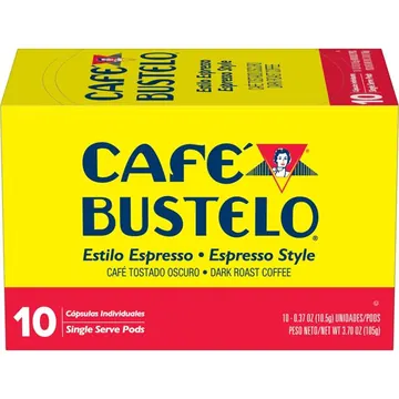 Cafe Bustelo Espresso Style Dark Roast Coffee, Single Serve Pods, 10 Count
