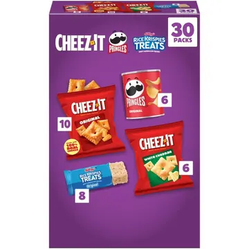 Cheez-It, Pringles & Rice Krispies Variety Pack Lunch Snacks, 30.1 oz, 30 Count