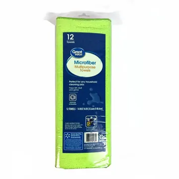 Great Value Multipurpose Microfiber Household Cleaning Cloths & Wipes, Multicolor, 12 Count