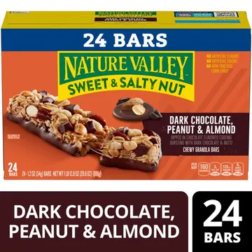 Nature Valley Sweet and Salty Nut Bars, Dark Chocolate Peanut Almond, 24 Bars, 28.8 oz