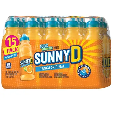 SUNNYD Tangy Original Shelf Stable Orange Juice Drink, 15 Count, 11.3 fl oz Bottles