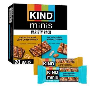 KIND Minis Snack Bars, Indulgent Variety Pack, Gluten Free, Low Sodium, 0.7oz, 20 Count
