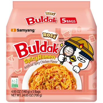 Samyang Buldak Rosé Spicy Chicken Instant Ramen Noodles, 5 Pack, 4.93 oz Bags