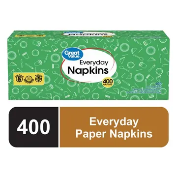 Great Value Everyday Disposable 1-Ply White Paper Napkins, 400 Count