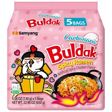 Samyang Buldak Carbonara Spicy Chicken Instant Ramen Noodles, 5 Pack, 4.58 oz Bags
