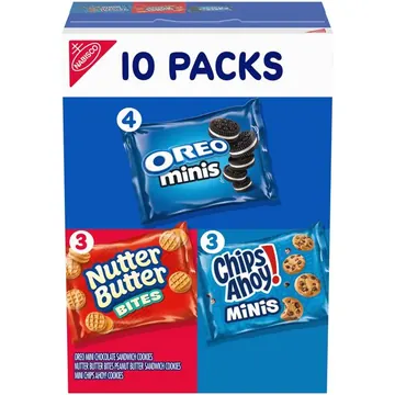 Nabisco Cookies Variety Pack, OREO Minis, Nutter Butter Bites, & CHIPS AHOY! Minis,10 Snack Packs
