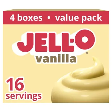 Jell-O Vanilla Instant Pudding & Pie Filling Mix Value Pack, 4 Count Pack, 3.4 oz Boxes