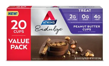 Atkins Endulge Treats, Peanut Butter Cups, Sugar Free Candy, Keto Desserts, Low Sugar Treats, 20 Count (10ct Value Pack)