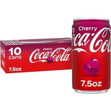 Coca-Cola Cherry Soda Pop Fridge Pack Mini Cans, 7.5 fl oz, 10 Pack