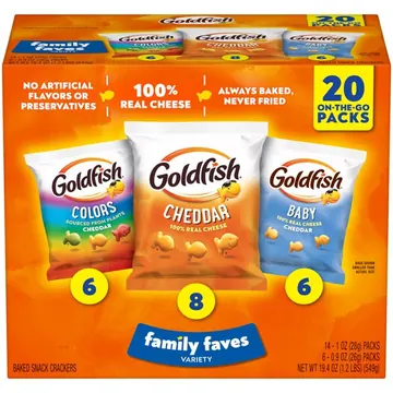 Goldfish Family Faves Cheese Cracker Crackers, 20 Bag Variety Pack