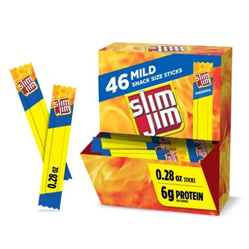 Slim Jim Smoked Jerky Meat Snack Sticks, Mild Flavor, 6g Protein Per Serving, Halloween Snacks, 0.28 oz. (46-Count)