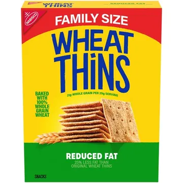WHEAT THINS Reduced Fat Snacks, Whole Grain Wheat Crackers, Snack Crackers, Family Size, 12.5 oz